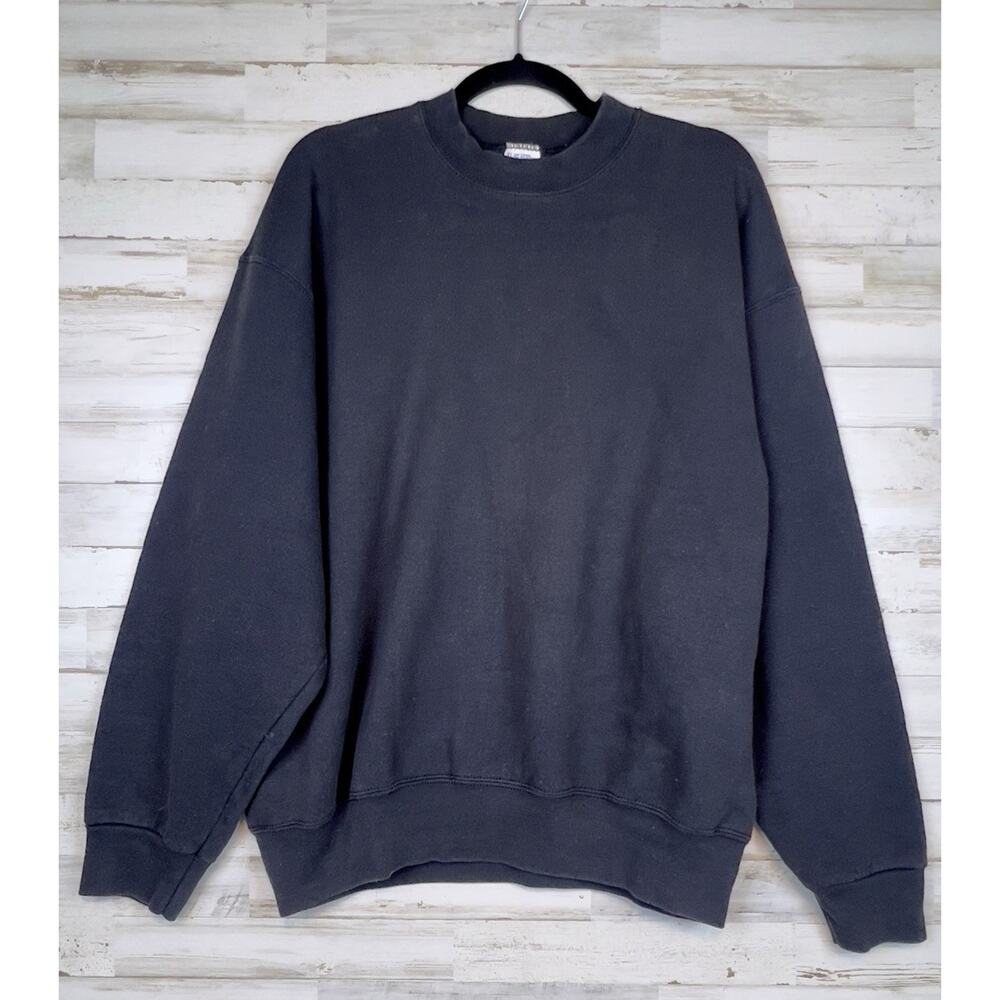 Vintage 90s BVD Black Crewneck Blank Sweatshirt USA Men’s Size XL 50/50 Blend